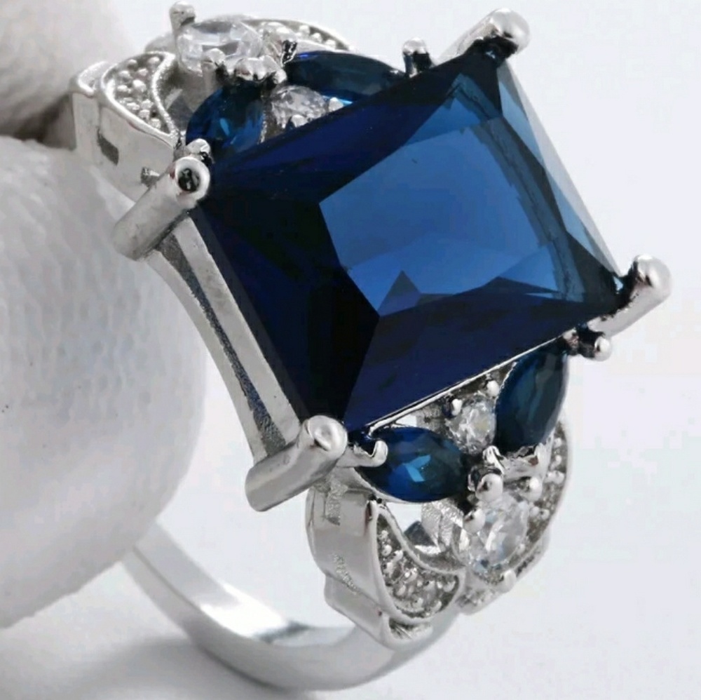 Dark BLUE TANZINITE RING 925 Sterling silver /COPPER
